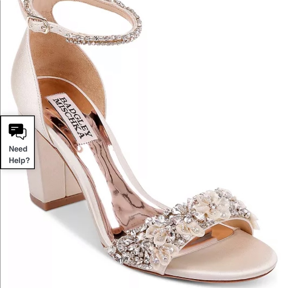 Ivory badley mischka finesse ankle strap sandal 3” heel- size 8